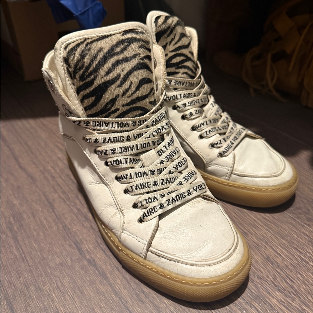 Zadig & Voltaire White Sneakers with Animal Print